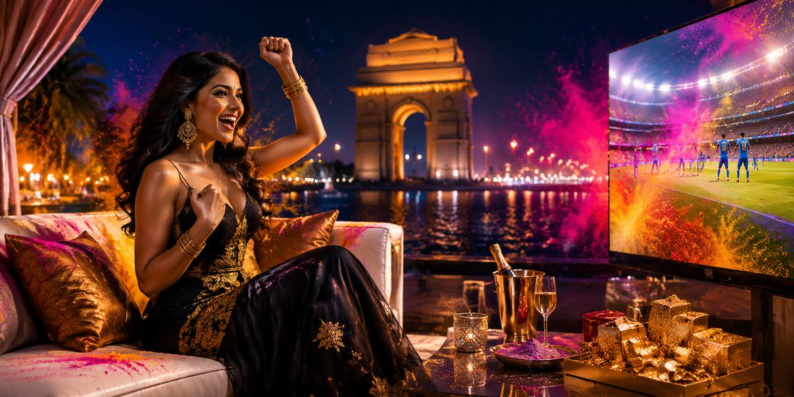 India Gate during Holi festival nightlife
